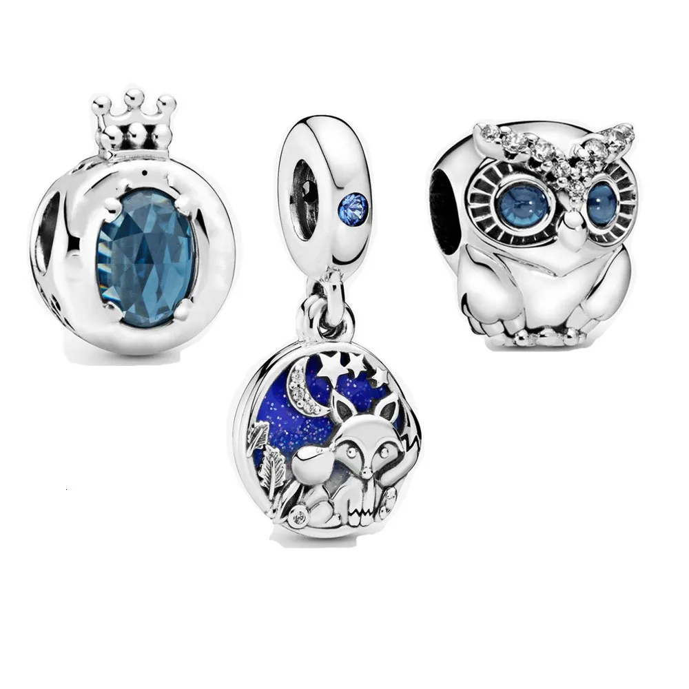Новинка 2019 подлинный 925 пробы серебряный синий Espumante Coroa O E Fox & Coelho висячие Charme Fit