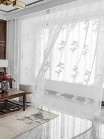 saizee new chinese style embroidery tulle curtain for living room white fabric drapes decorative window curtain for bedroom