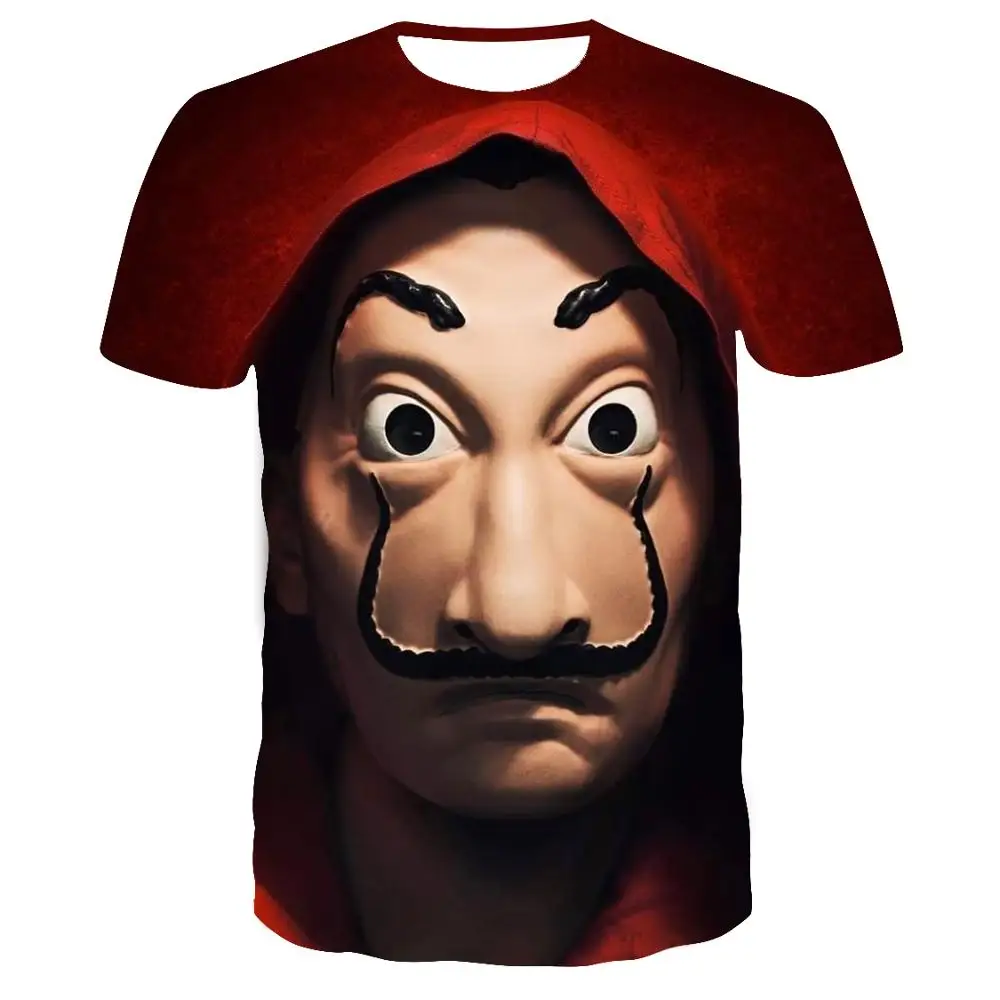 

Male T Shirt Funny Design La Casa De Papel T Shirt Men 3D Printed Men Short Sleeve House of Paper T-Shirt Tops Hip Hop T Shirt