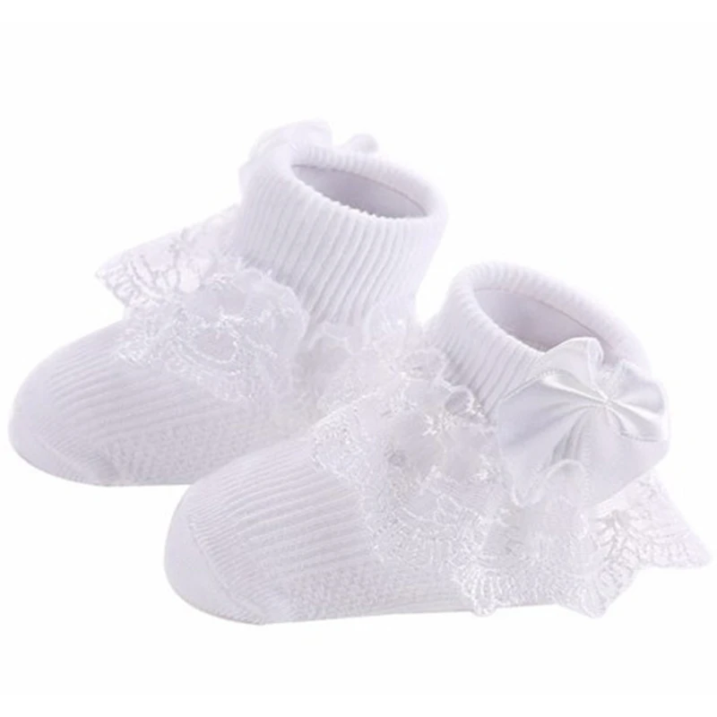 Детские носки короткие с цветочным рисунком хлопковые кружевные принцессы для