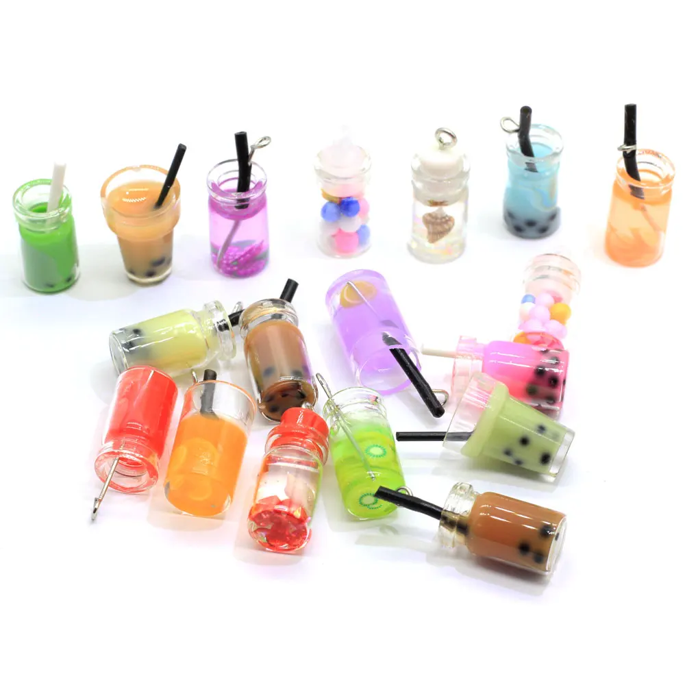 50/100p/ Kawaii фрукты Boba кабошоны 3D молоко чай талисманы пузырьки Мини еда напиток