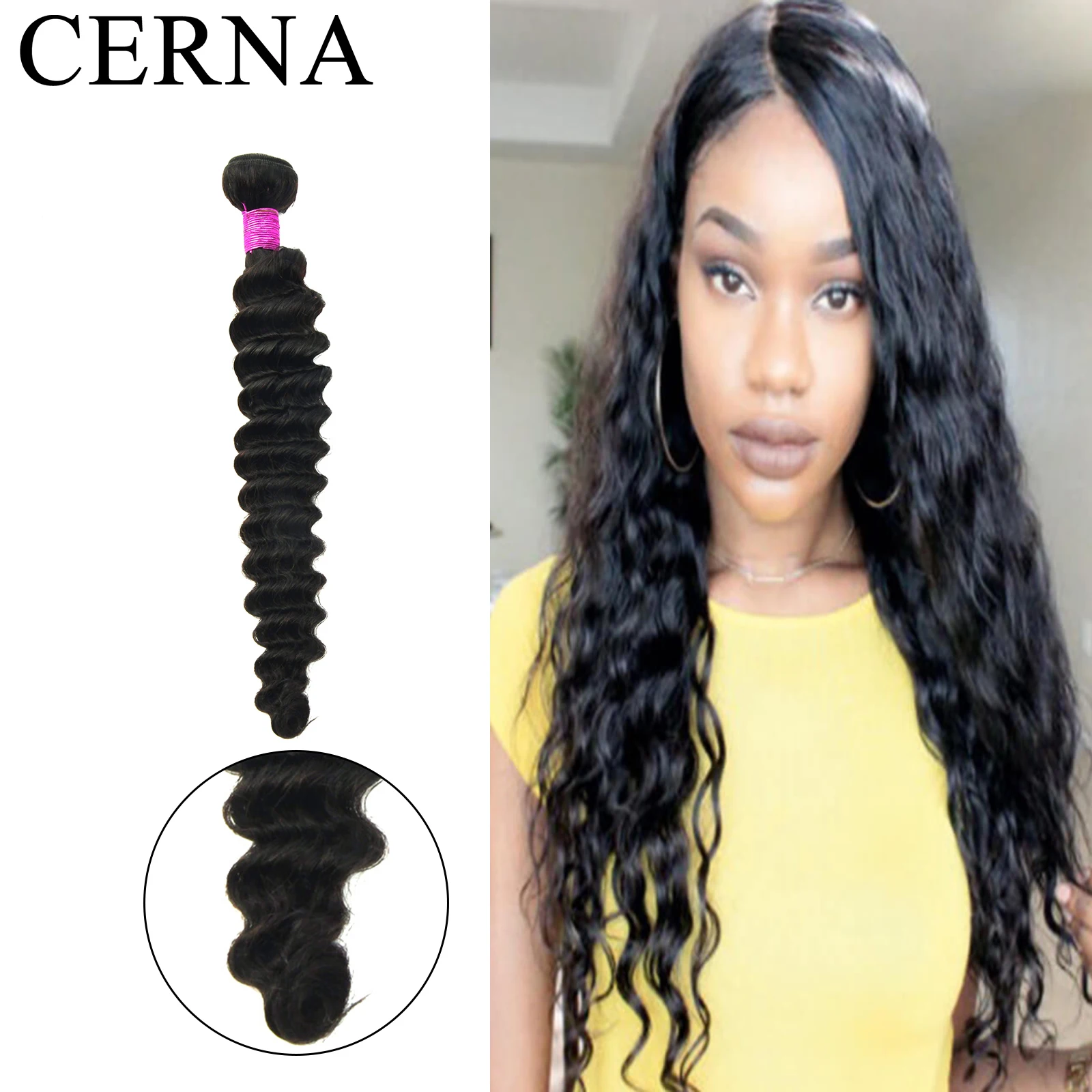 

Cerna Deep Wave Indian Hair Weave Bundles Natural Color For Black Women 100% Human Hair Weaving Remy Hair Extension Wholesale