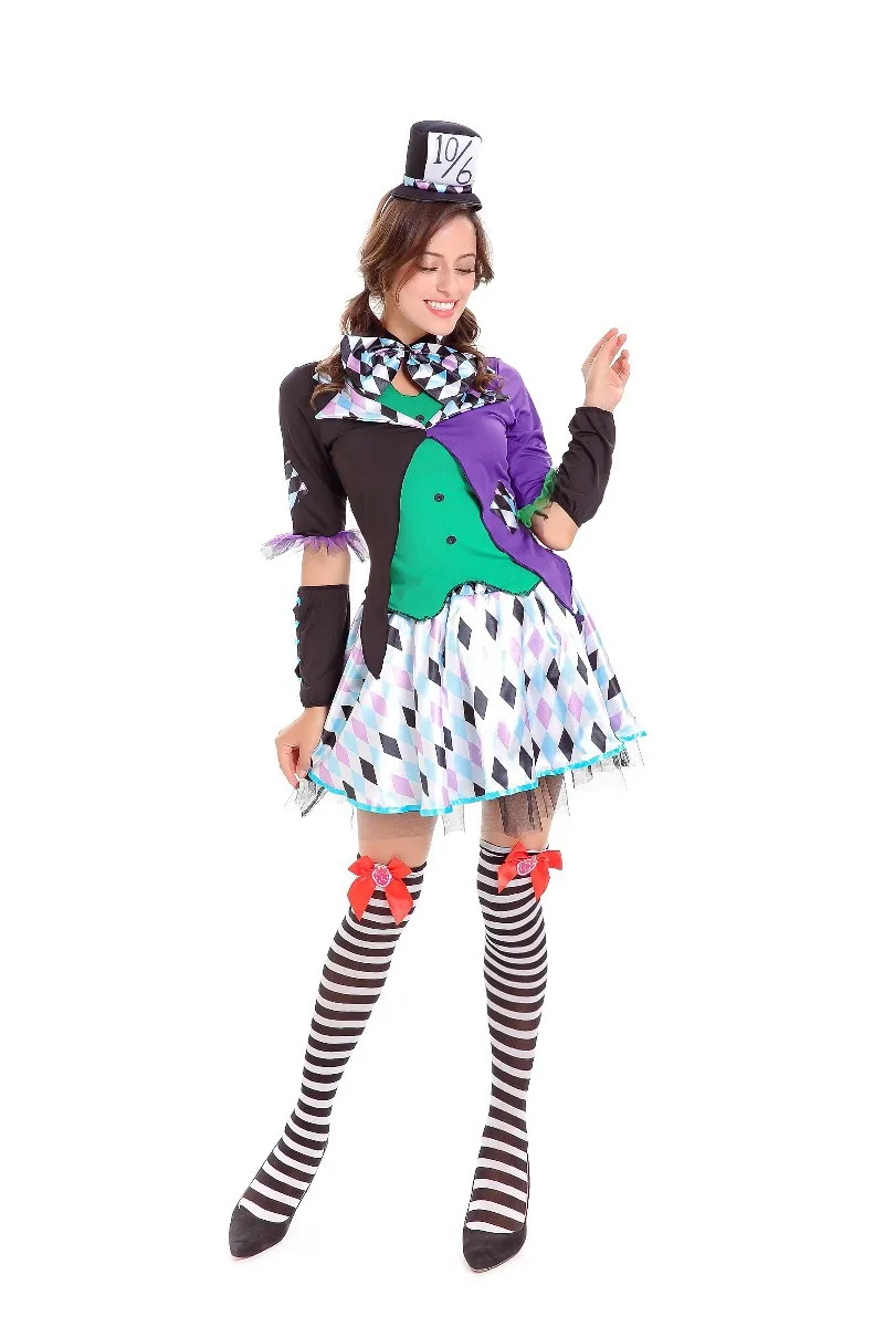 

Womens Mad Hatter Costume Adult Halloween Masquerade Cosplay Little Magic Fairy Fancy Dress