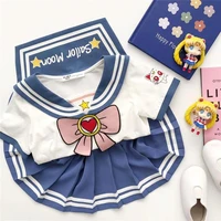 baby girls clothes sets summer bow striped tops pleated skirts suits cute sailor moon cosplay party custume children clothes set