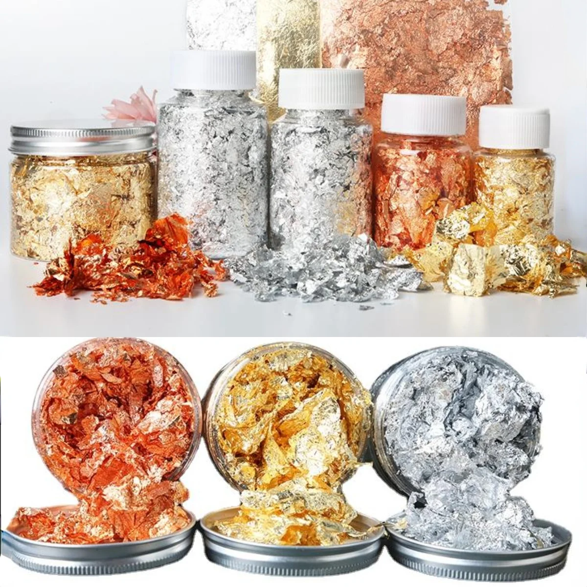 

1/2/3/5g Shiny Gold Leaf Flakes Sequins Glitters Confetti for Painting Arts Nail Art Foil Decorative Paper Resin Mold Fillings