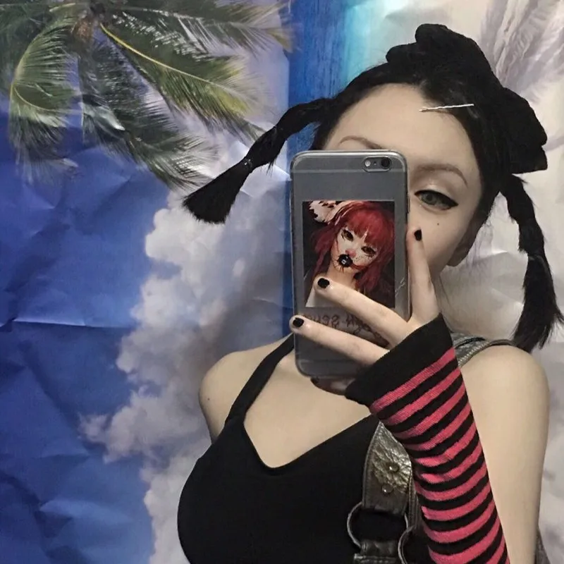 Девочка мягкие перчатки Хараджуку с открытыми пальцами рукава для мужчин и женщин, вязаные полосатые ложные на весну и лето.