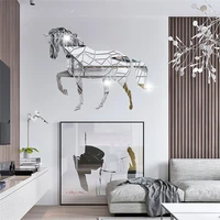 animal horse stereo acrylic mirror wall sticker diy creative tv background living room wall decoration green art wall sticker