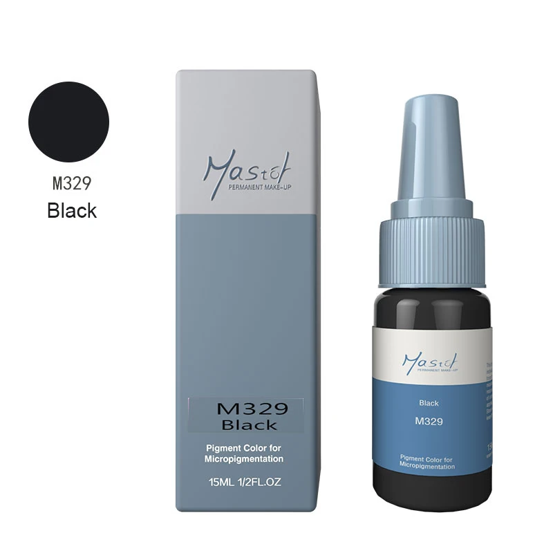 Micropigment мануального татуажа бровей, микро лезвия, для тату бровей, чернил, чистое органическое жидкий пигмент 1/2 унции)(15 мл) для бровей чернил для татуажа - Цвет: M329 Black