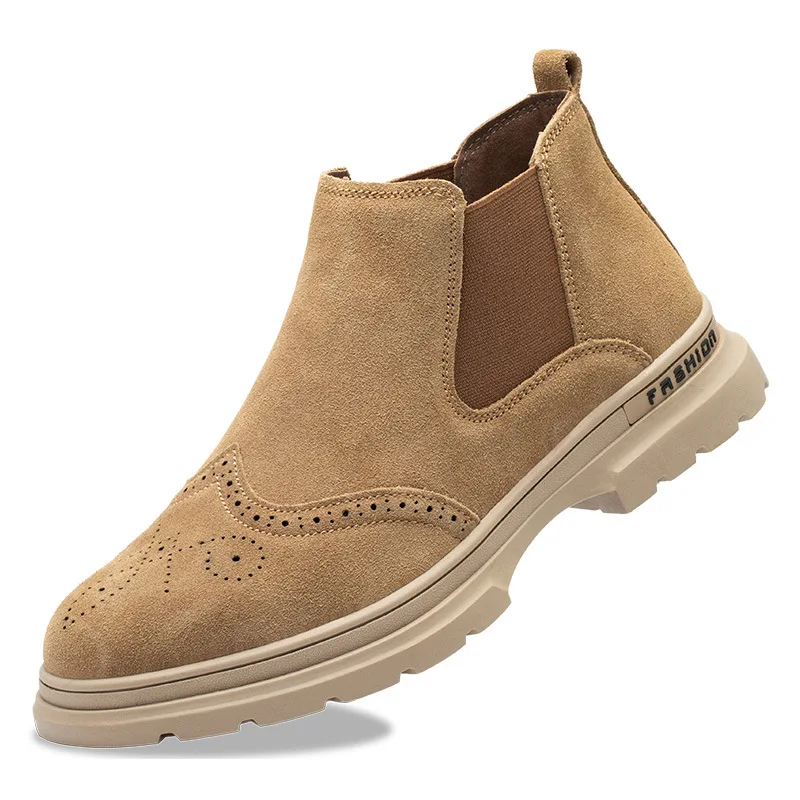 Мужские повседневные рабочие ботинки со стальным носком защитные из коровьей