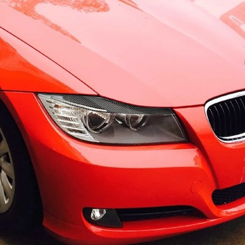 Car Styling Carbon Fiber 3D Sticker of Headlight Eyebrow Eyelid Cover For BMW 3 Series E90 E92 E93 E87 LHD /RHD | Автомобили и