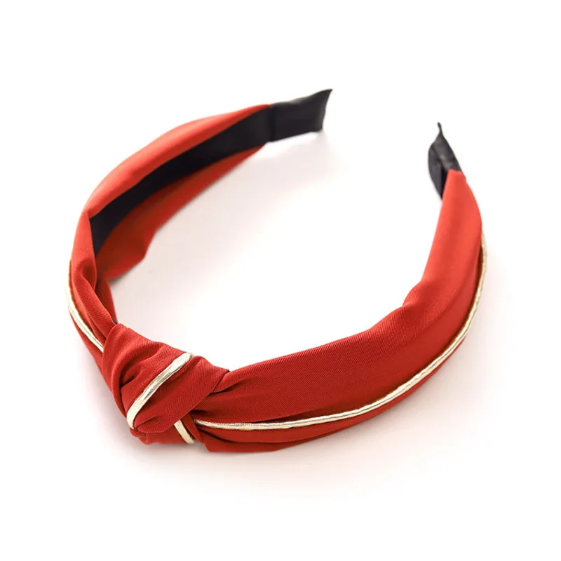 

New High-end Hair Accessories Women's Stripes Hit Color Gold Knot Knotted Wide-brimmed Fashion Hairband Headband Hair Band