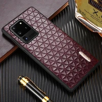 original leather triangle grain phone case for samsung galaxy s20 ultra s21 s20 fe s9 s8 s10 plus note 20 10 9 a50 a71 a51 2020