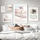 Пляж пальмы мост ландшафт с морскими волнами Wall Art холст картины настенные картины для Гостиная DecorNordic Плакаты и печать