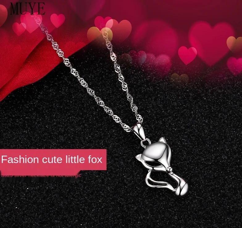 

MUYE Original 925 Sterling Silver Fox Pendant Necklace for Women's Girl's Elegance and Romance Fashion Jewelry 2021 New