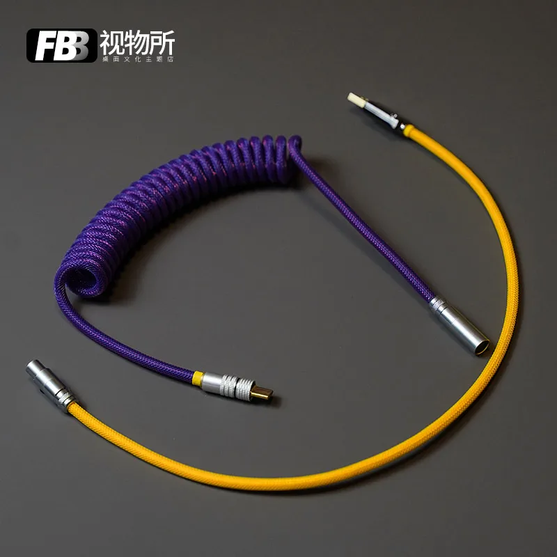 FBB Vision Center Pink Purple Customized Keyboard Cable 2.0 Spiral Spring Typec Weaving Customized Data Cable DIY TYPE-C