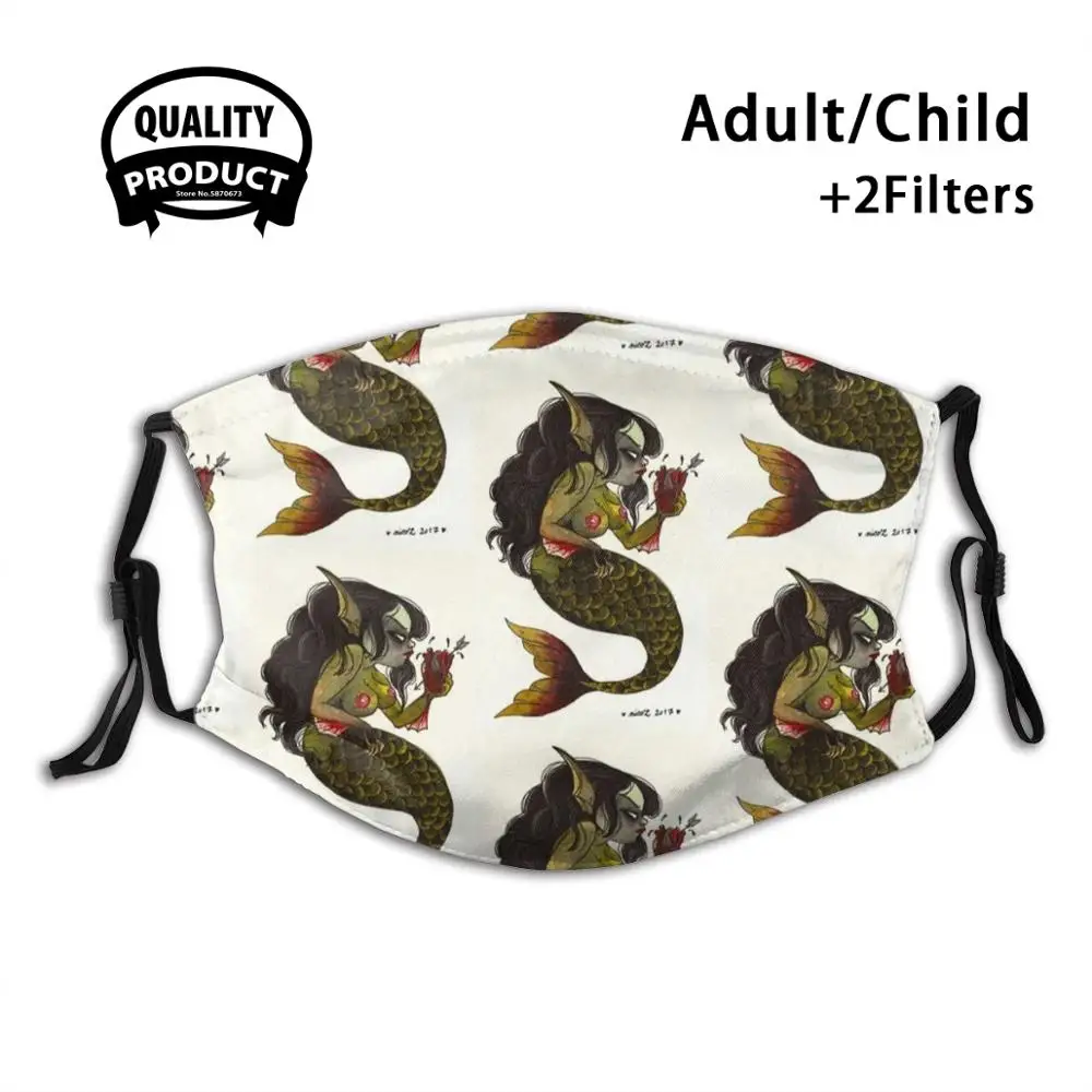 

Devil Mermaid With Anatomical Heart Reusable Mouth Mask Washable Filter Anti Dust Face Masks Nicoz Balboa Mermaid Anatomical
