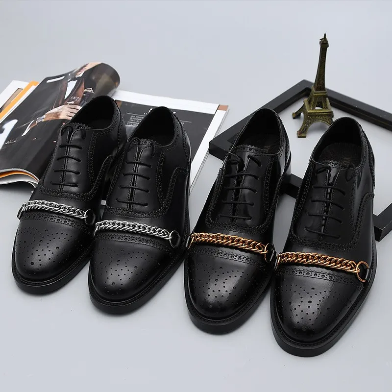 Брендовые туфли-броги мужские классические деловые туфли из воловьей кожи с