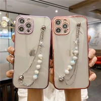 fashion 3d reflective bead chain wristband female soft case for iphone 11 12 13 pro max 7 8 plus xr x xs se iphone cover fundas