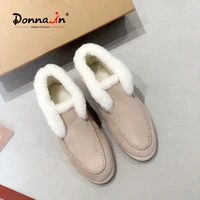 donna in 2021 new winter moccasins women real wool fur luxury suede genuine leather slip on female flats comfort plus size 41 43