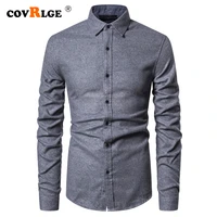 covrlge new style cotton mens shirt solid color self cultivation morning casual long sleeved shirt male four seasons mcl322