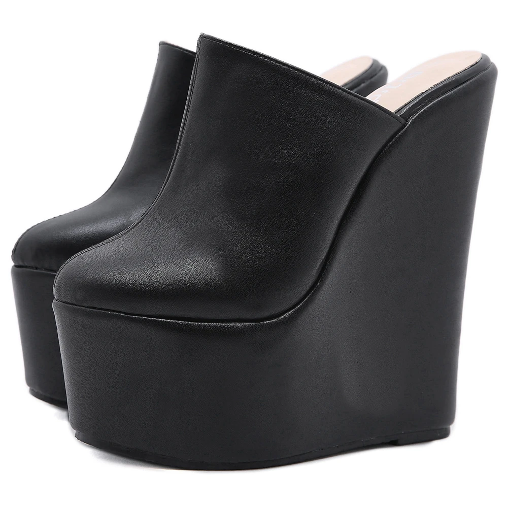 

RIBETRINI Vintage For Dropship Women Shoes Women Solid Slip On Platform Round Toe Pumps Wedges Casual Cool Fashion Pumps