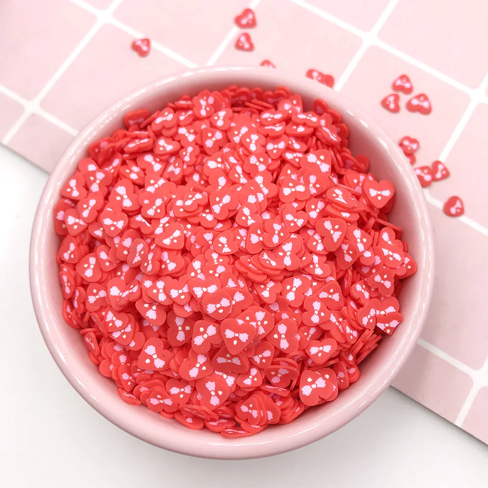 

100g/lot Red Love Heart Slice Polymer Clay Sprinkles for Slime Filling Material DIY Crafts Shaker Cards Nail Art Decoration 5mm