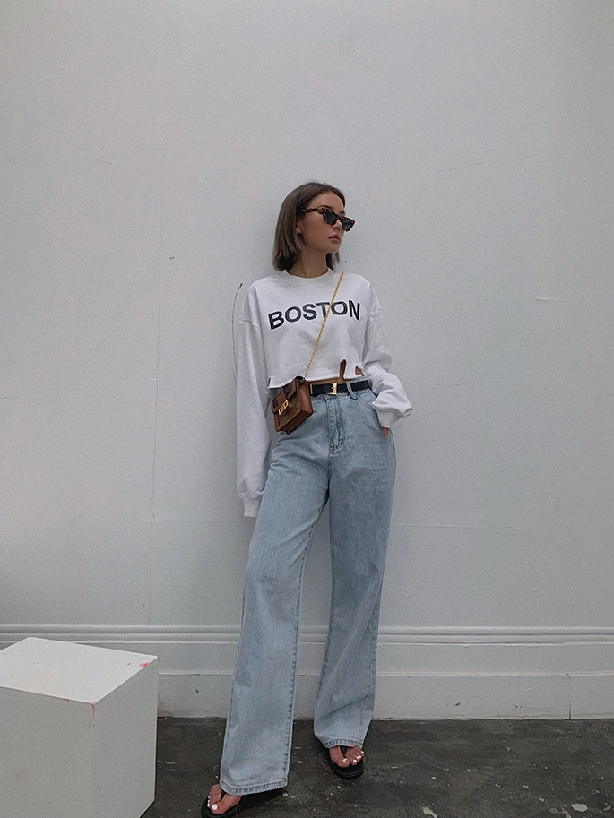 2019 Новая модная женская одежда джинсы с высокой талией свободные осенние и