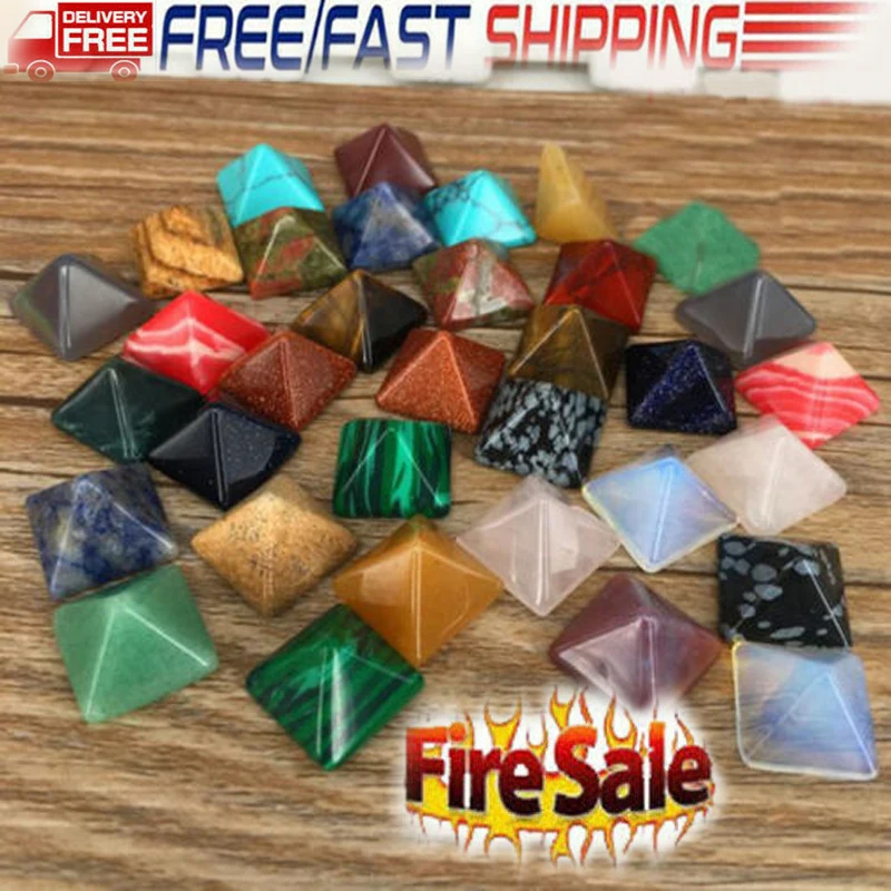 Натуральный кристалл ювелирные изделия красочный камень в виде пирамиды чакры 10