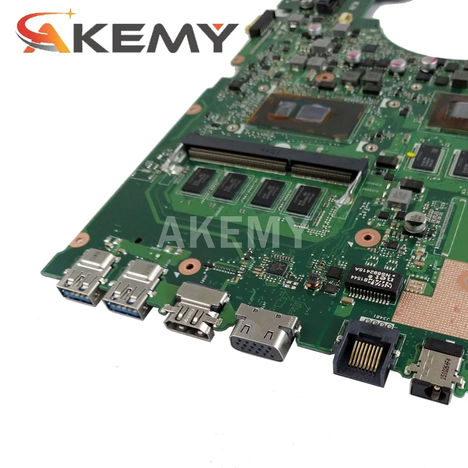 

Akmey X555UJ Laptop motherboard For Asus X555UB X555UF X555UQ F555U original mainboard GT940M 4GB-RAM I3-6100U