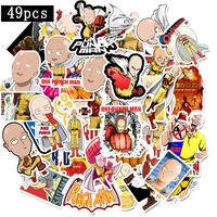 49pcslot anime one punch man stickers for motorcycle bicycle car laptop phone skateboard cartoon waterproof cool stickers