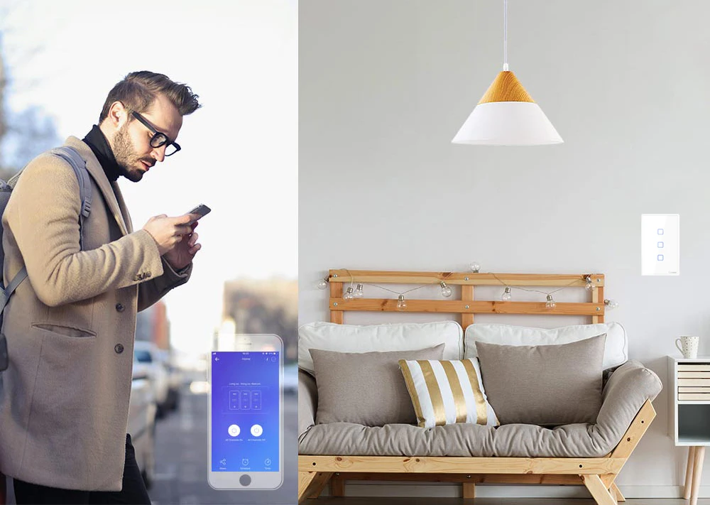 Sonoff T2 US сенсорный Wifi переключатель, Ewelink APP/433 RF пульт дистанционного управления, работа с Alexa Google Home умный дом