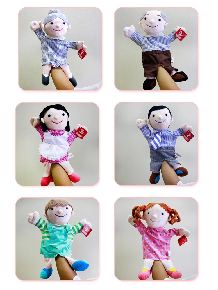 

35cm family open mouth glove puppets kindergarten show mom ventriloquist tell story muppet Role play handdoll boy girl gifts toy