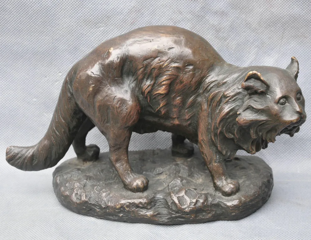 003428 9 бронзовая Медная скульптура с диким животным котом линксом (A0414) | Дом и сад