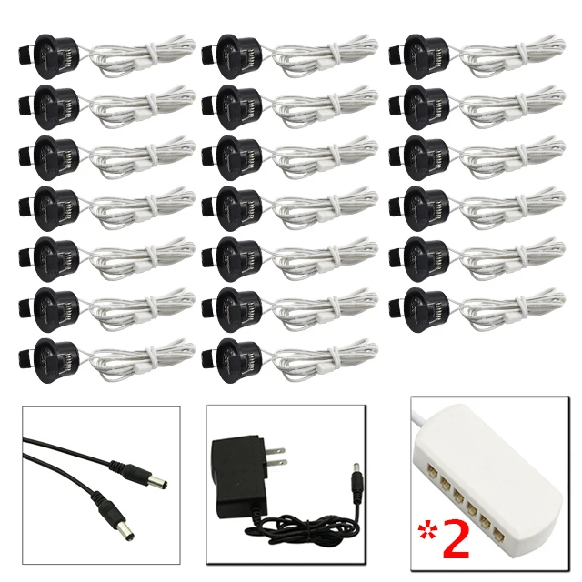 Non-dim 20 lamp set Светодиодный IARY 12V Мини светодиодный точечные потолочные светильники с регулируемой яркостью лампы комплект дистанционного Управление потолочные встраиваемые 1,5 Вт 27 мм выреза для черная подсветка для шкафов - Испускаемый цвет: Non-dim 20 lamp set