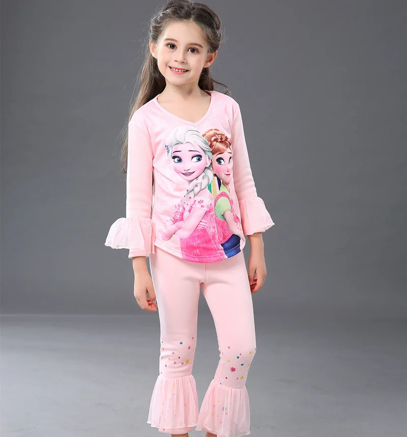 Осенне-зимний пижамный комплект с длинными рукавами для девочек теплый