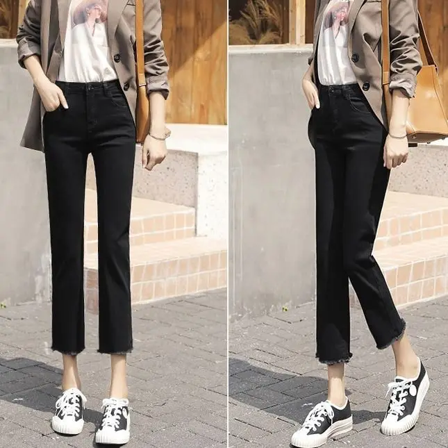 

Woman Jeans Pants Autumn Winter High Waist Straight Loose Pants