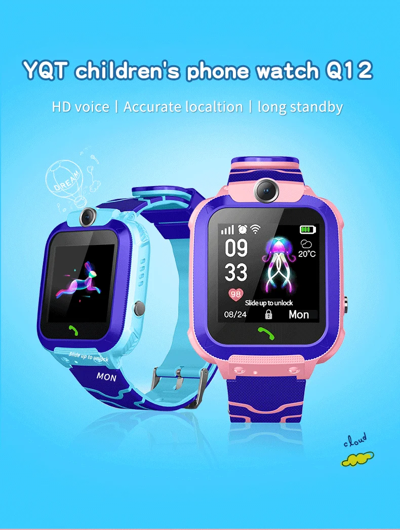 Q12 Kids Smart Watch Waterproof LBS Location Support Hebrew Use 2G SIM Card Chindren Tracking Boys Girls Smartwatch Clock Gift