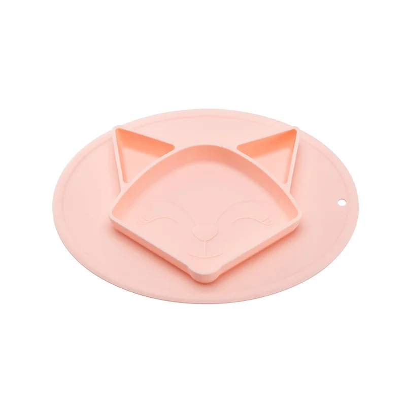 

100% Food Grade Baby Feeding Dining Plate Cute Fox Silicone Sucker Tableware Infant Kids Supplementary Food Bowl Soft Dishes