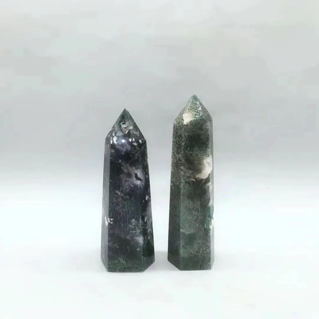 

1 Kg AAA+100% Natural water grass agate crystal tower point mineral stones energy Healing crystals about 22 pcs