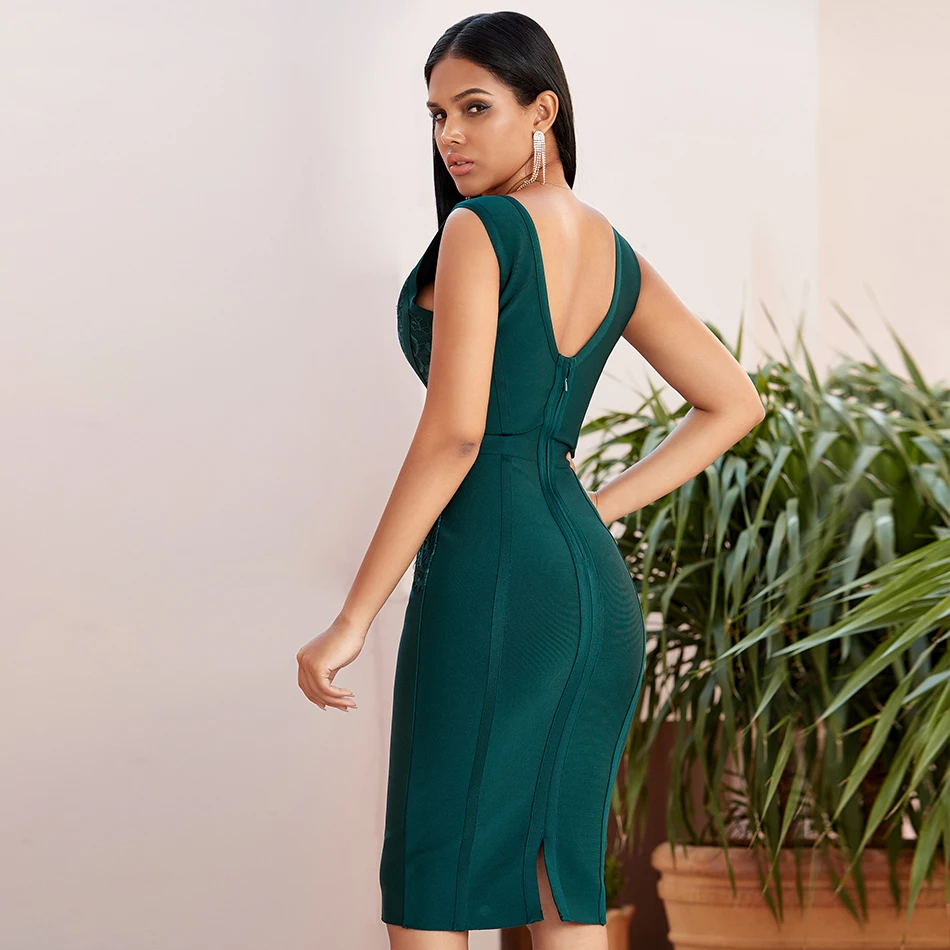 

Lftassoat New Summer Tank Bodycon Bandage Dress Women Sexy Sleeveless Lace Green Club Celebrity Evening Party Dresses Vestidos