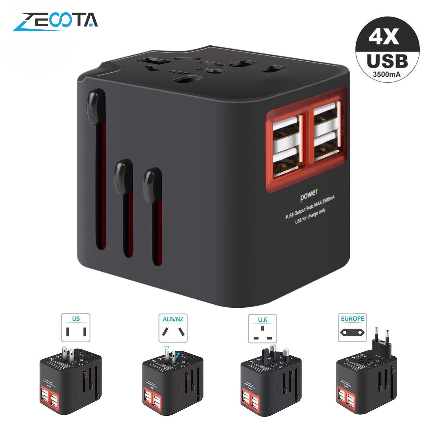 Дорожный адаптер с двойным USB зарядным устройством|Адаптеры для розеток| |