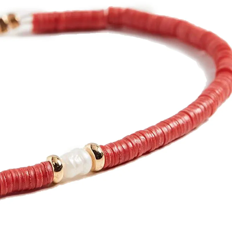 Простой классический натуральный пресноводный жемчуг силиконовый браслет в