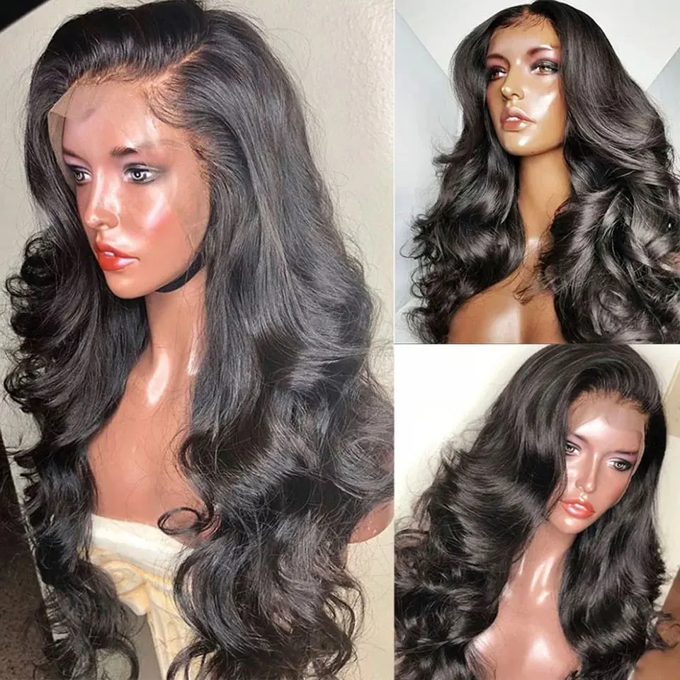 Miss Black Malaysian Glueless Body Wave 13x4 Lace Front Human Hair Wig Medium Brown Lace Frontal Long Length Wig For Black Women