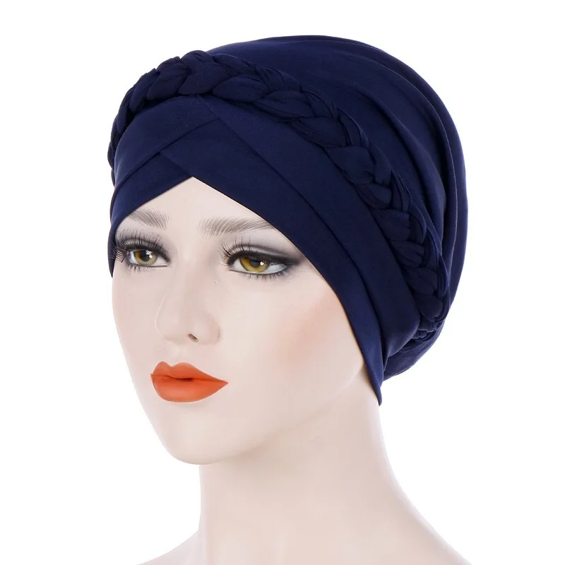 

New Women Soft Classic Braided Cotton Women Turban Fashion Banadans Cancer Headwrap Chemo Cap Head Wrap Hair Accessories