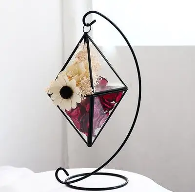 11x11x21cm Сушеный цветок, геометрическое стекло, покрытие, Цветочный дом, украшение дома, гостиной, вечерние, свадебные, Декор, домашний сад - Цвет: 11x11x21cm