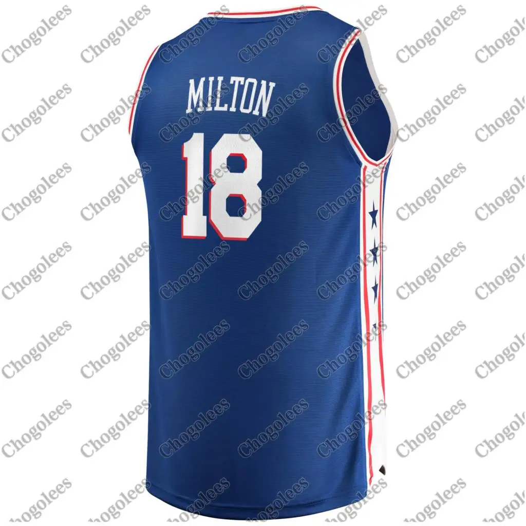 

Men Basketball Jersey Shake Milton Philadelphia Branded Fast Break Jersey Icon Edition Royal