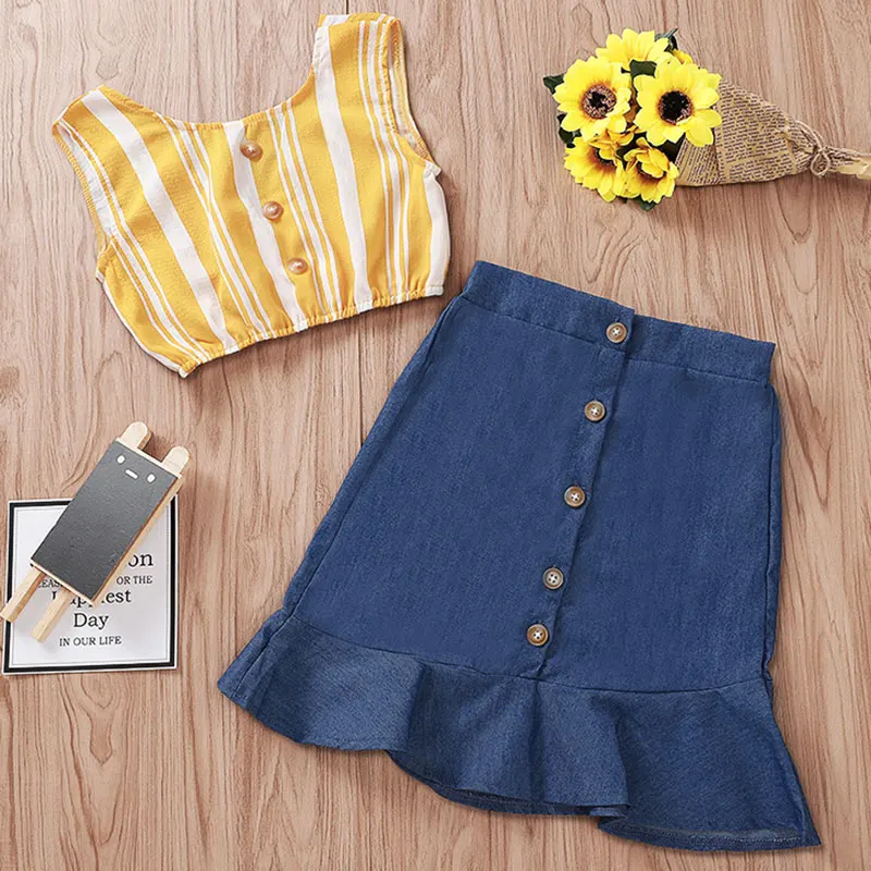 Новинка Повседневный детский летний полосатый Сарафан для маленьких девочек