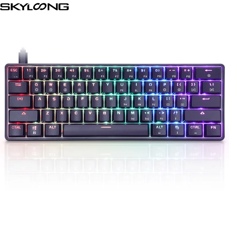 skyloong gk61 61 keys hot swap mechanical keyboard gateron red silver switch wired gaming keyboard for macpc gaming accessories free global shipping