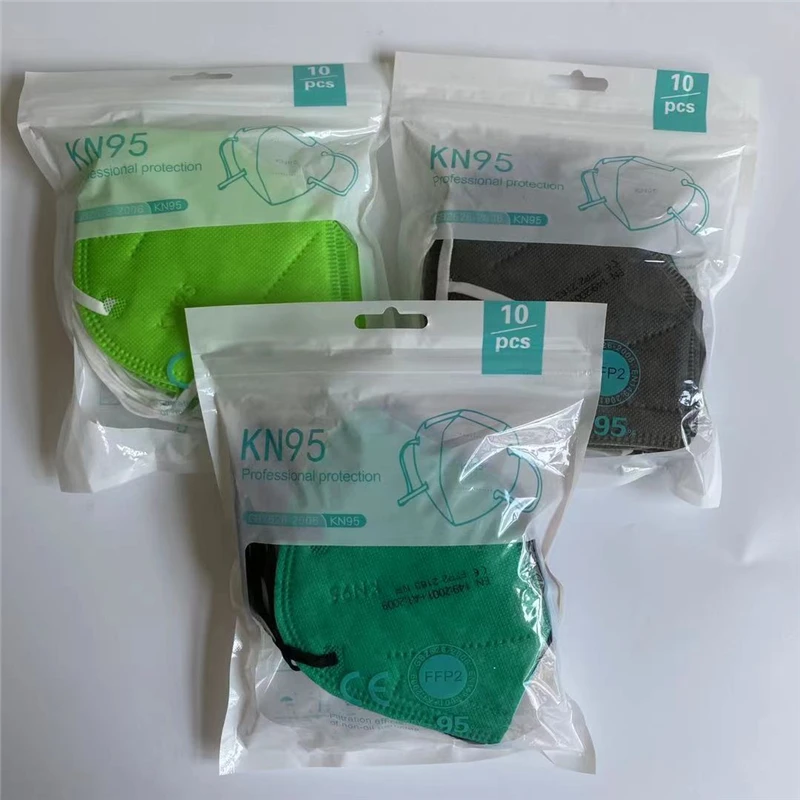 10-200 шт. ffp2mask Black kn95 mascarillas negra для взрослых 5 слоев fpp2 утвержденный CE респираторная