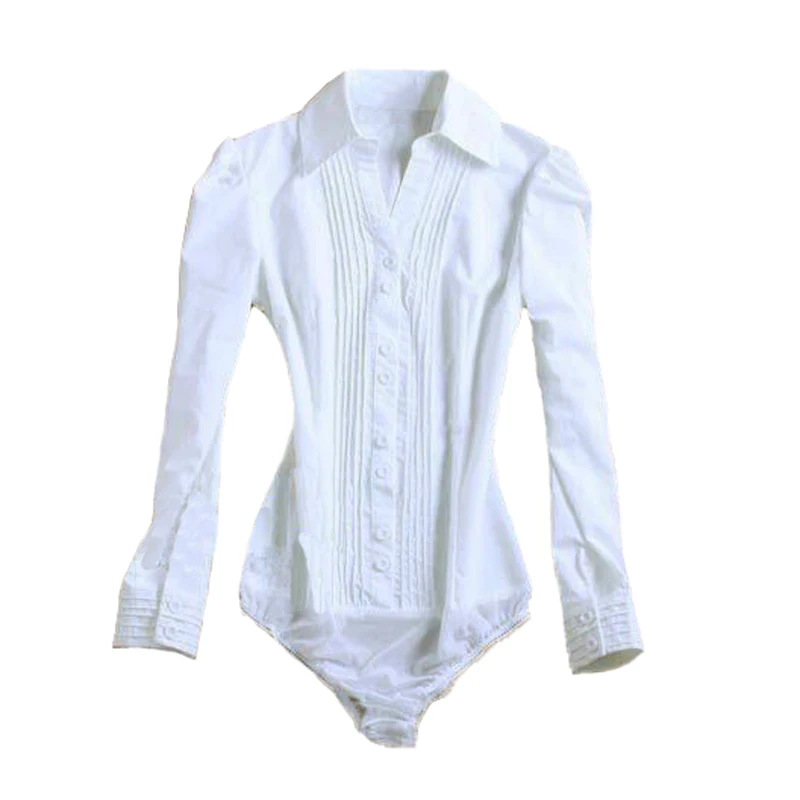 Распродажа! Женская блузка с длинным рукавом белая/синяя офисная треугольным